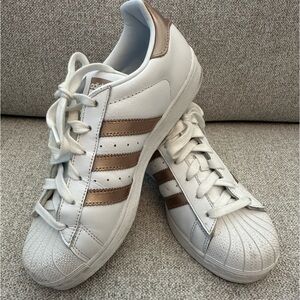 Adidas Superstar Sneakers White with Rose Gold Size US 8 Worn Once